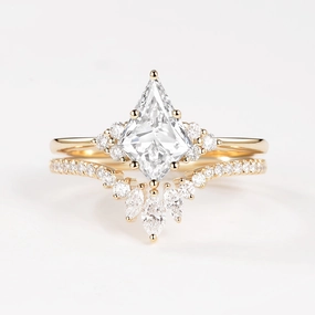 1.0ct Kite Lab Grown Diamond Engagement Ring Set 2pcs - Lydia Chic Accessories Sophisticated piece