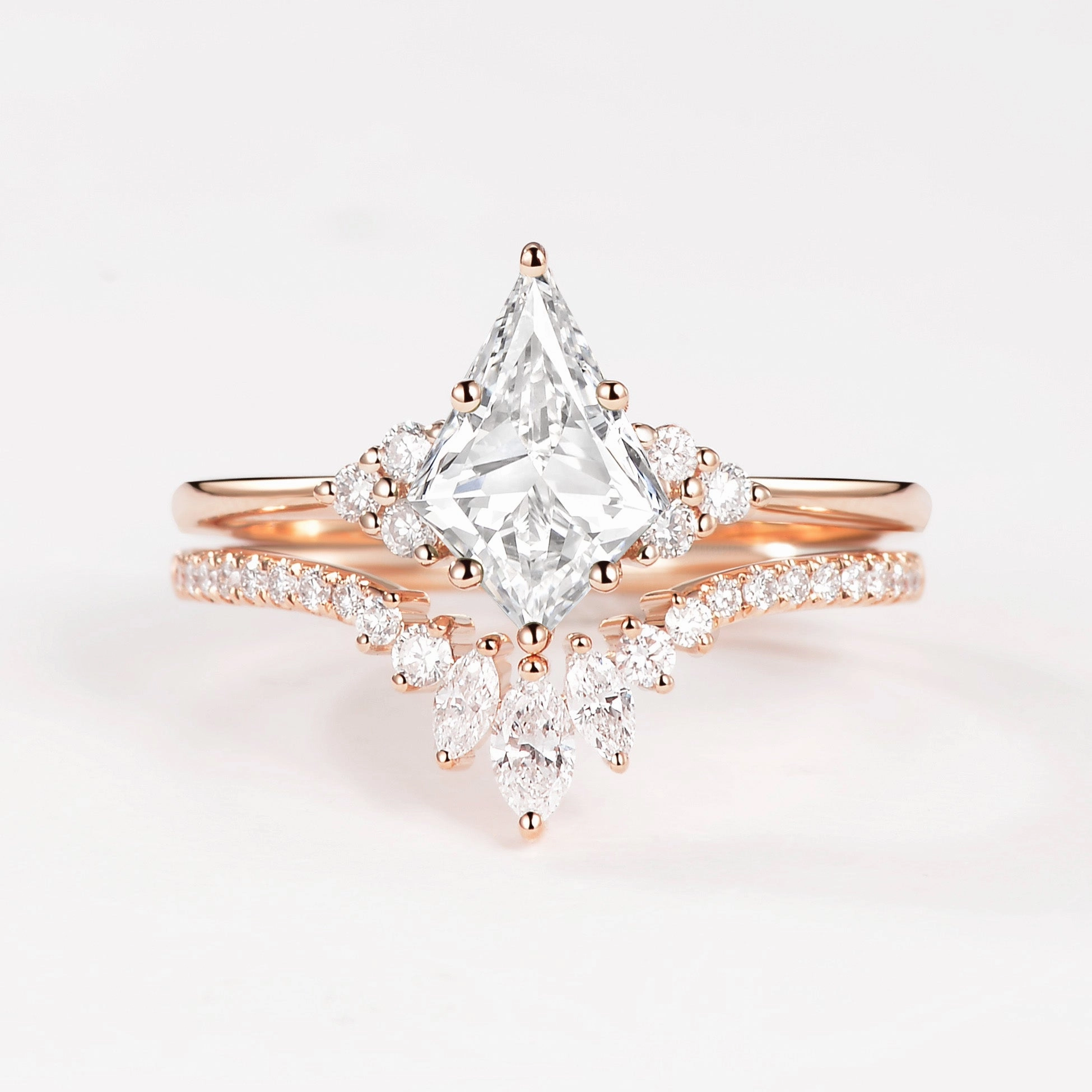 Sunlight Shine 1.0ct Kite Lab Grown Diamond Engagement Ring Set 2pcs - Lydia