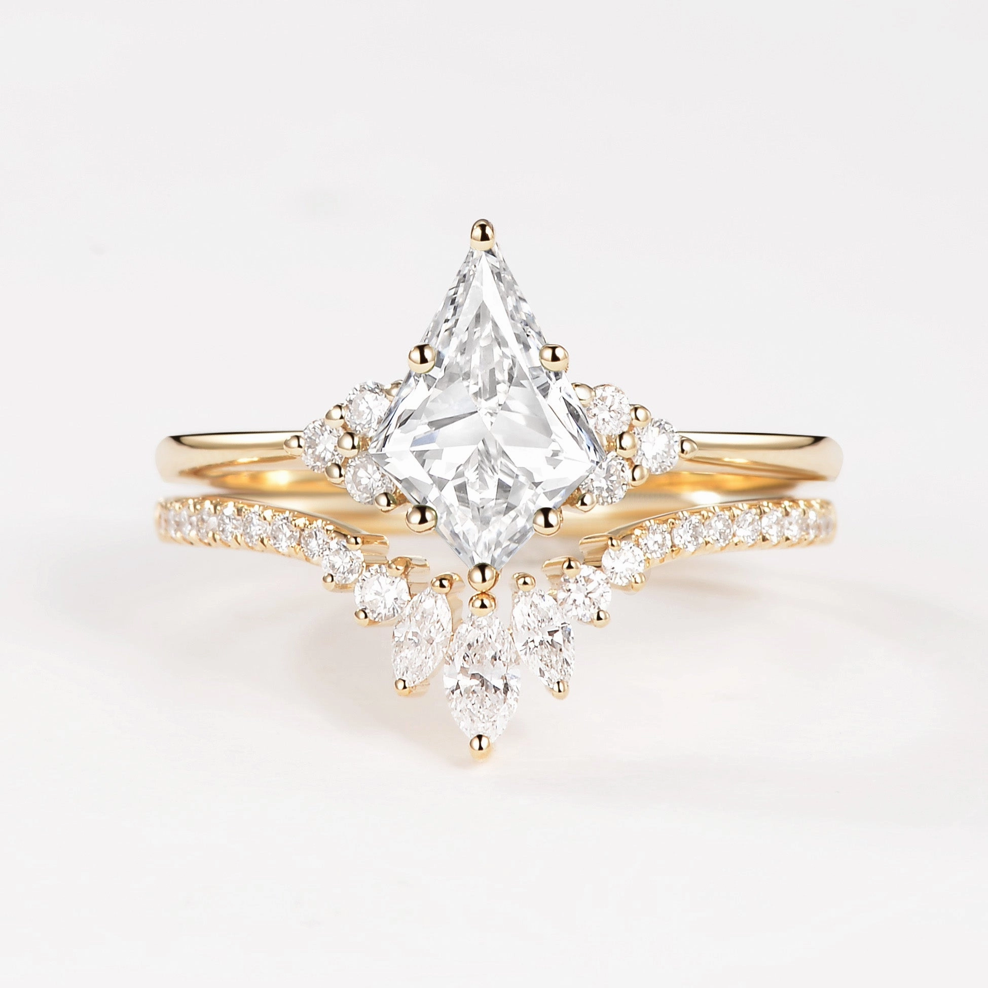 1.0ct Kite Lab Grown Diamond Engagement Ring Set 2pcs - Lydia Expressive Style