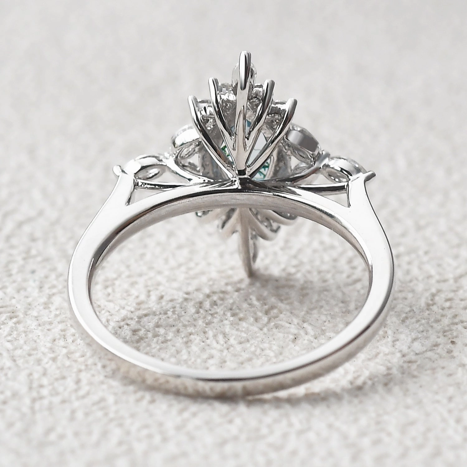 Holiday Outfit 1.0ct Marquise Cut London Blue Topaz Cluster Vintage Ring