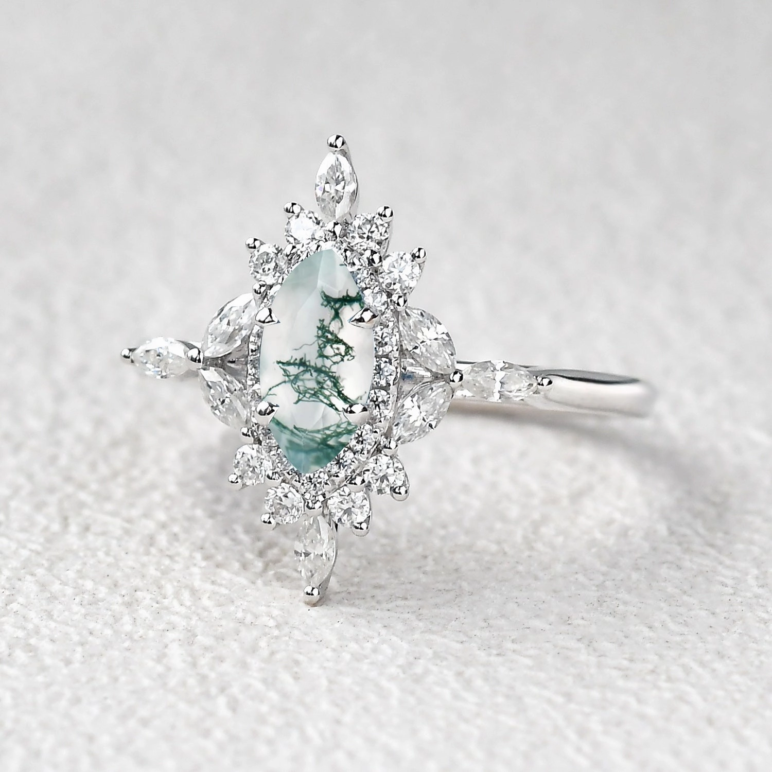 1.0ct Marquise Cut London Blue Topaz Cluster Vintage Ring High-Quality Piece Luxury Jewelry