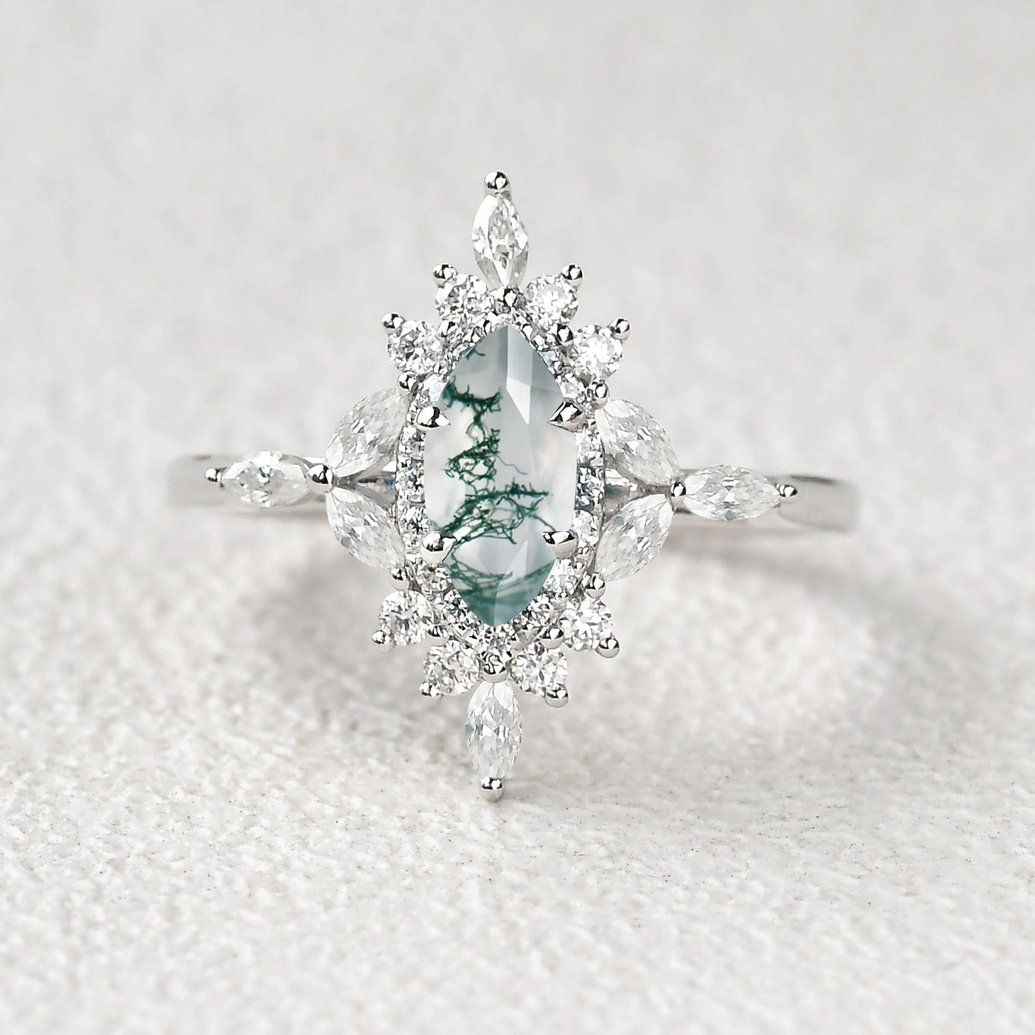 1.0ct Marquise Cut London Blue Topaz Cluster Vintage Ring Soft Accent Vintage Accent