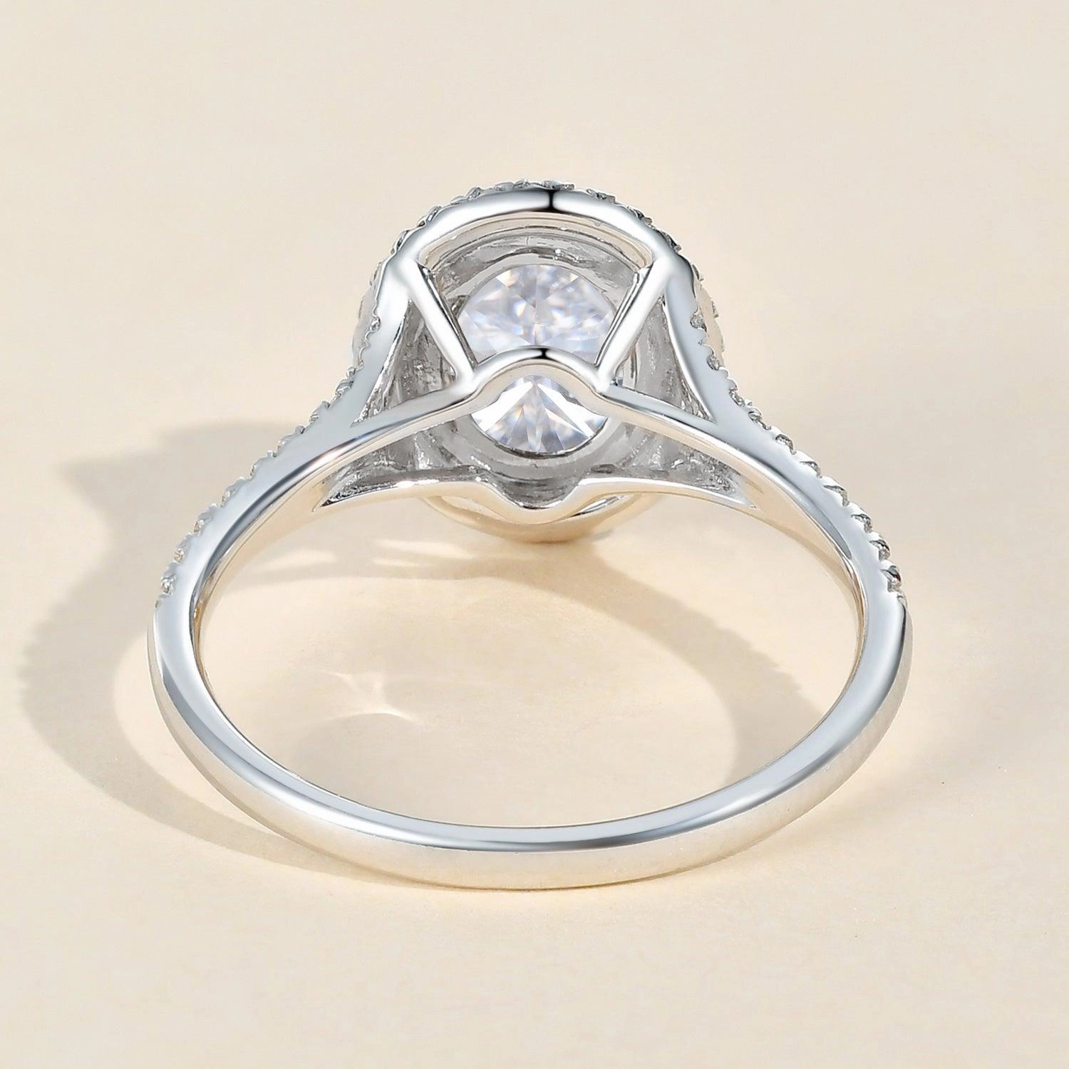 Minimal Feature 1.0ct Oval Cut Moissanite Double Halo Ring