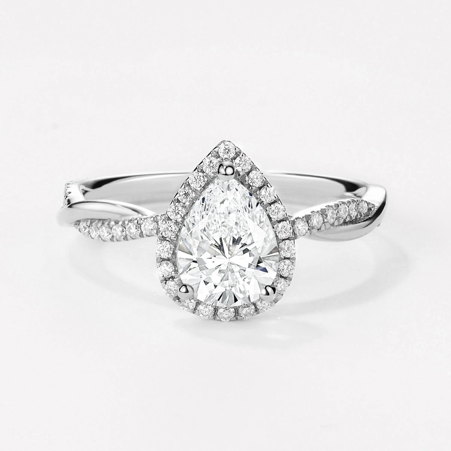 Formal Fashion Modern Mood 1.0ct Pear Shaped Lab Grown Diamond Infinity Halo Gold Ring