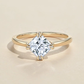 1.0ct Princess Cut Moissanite Double-Claw Solitaire Ring Charming Touch