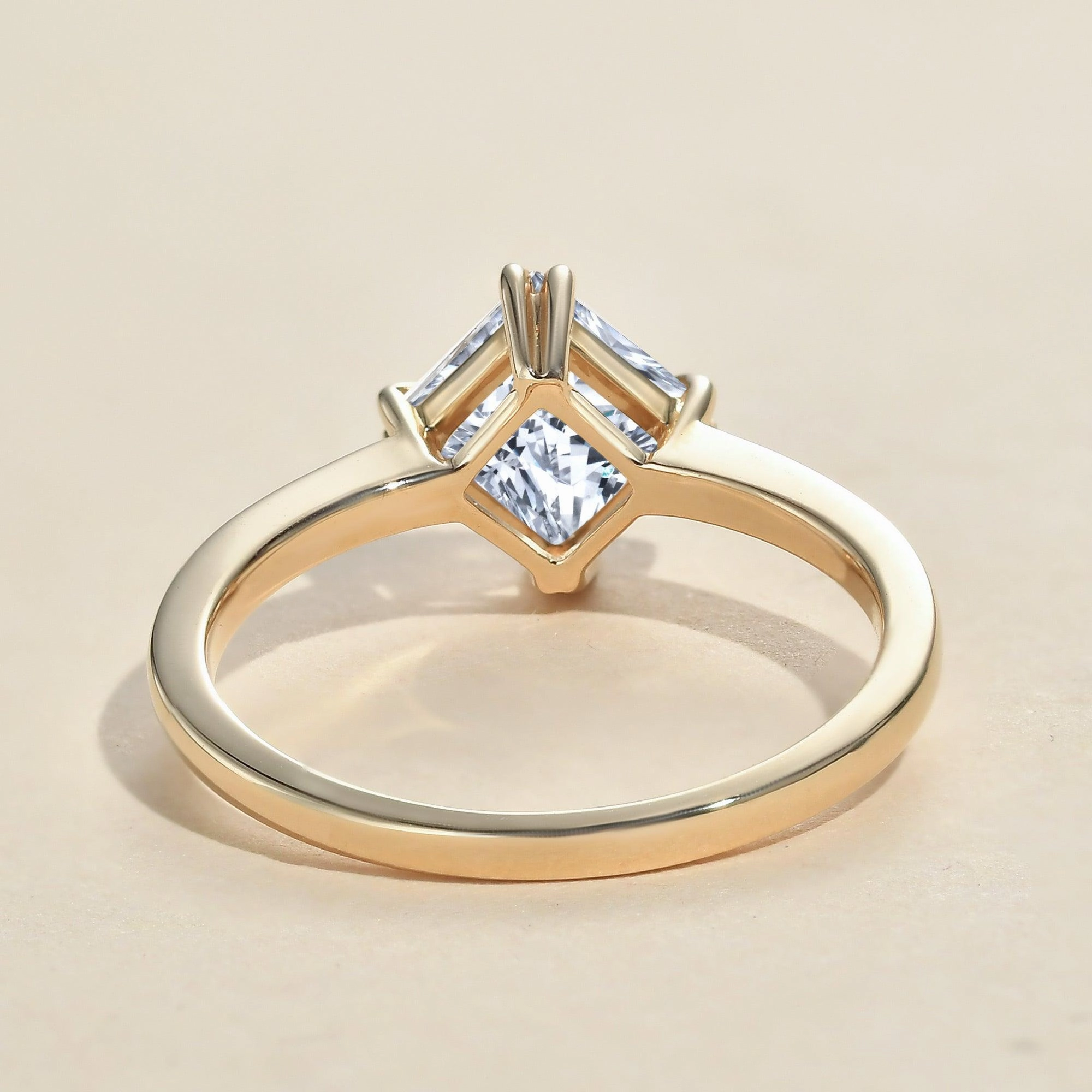 1.0ct Princess Cut Moissanite Double-Claw Solitaire Ring Handcrafted Touch