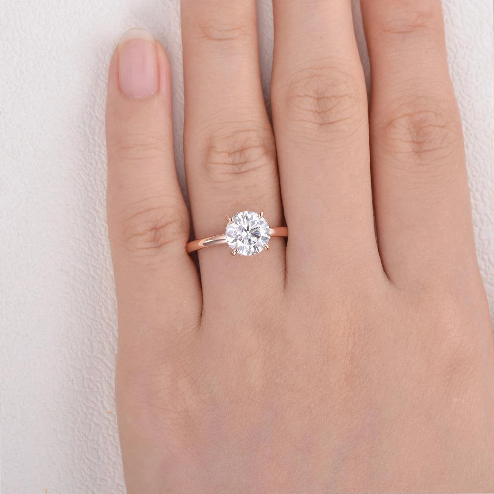 1.0ct Round Cut Moissanite Classic Hidden Halo Solitaire Ring Vivid Finish