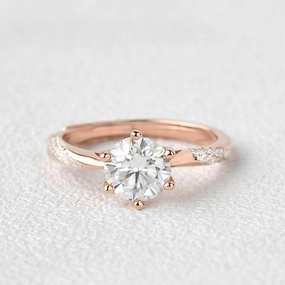 Glam Detail 1.0ct Round Cut Moissanite Six-prong Vintage Solitaire Ring