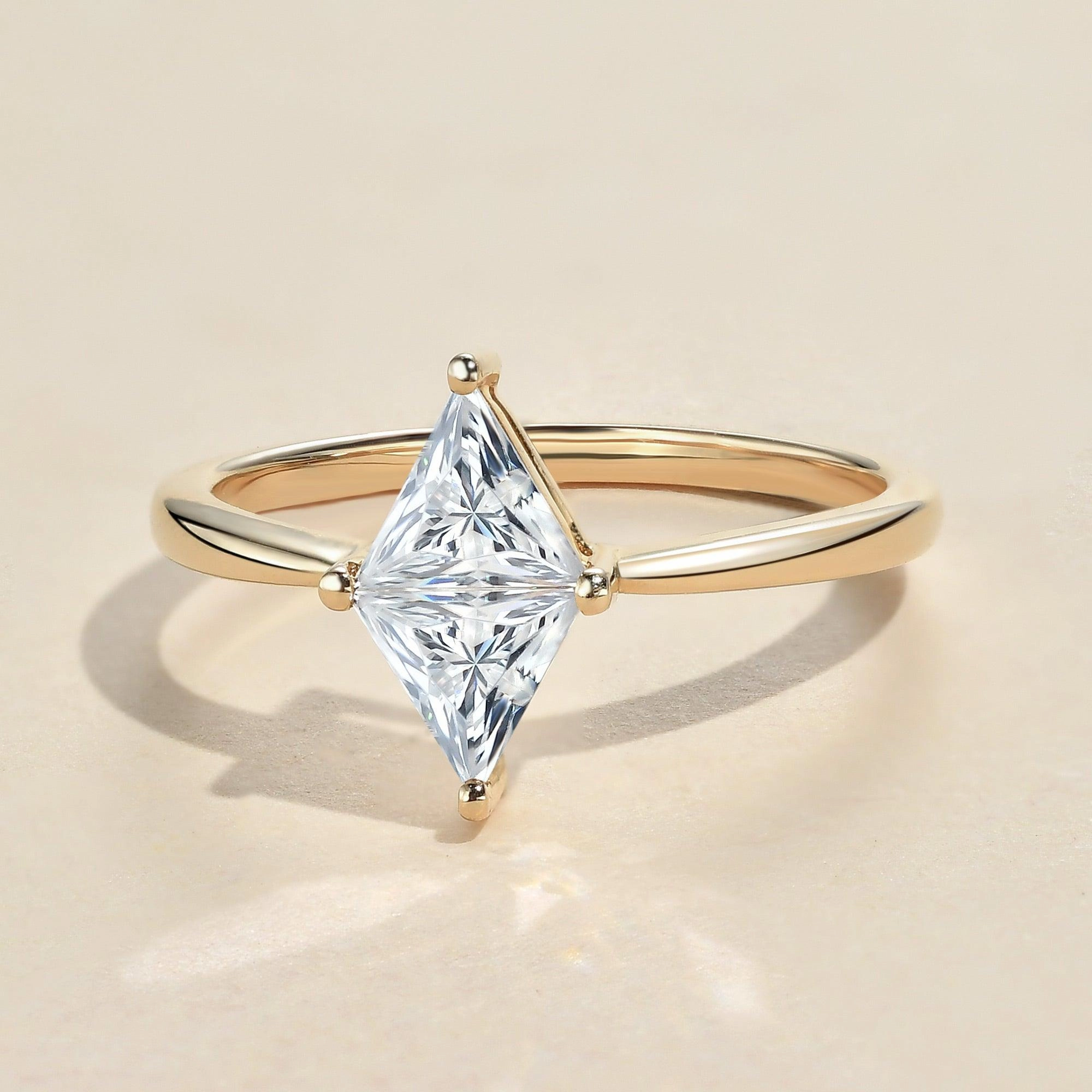 1.0ct Triangle Cut Moissanite Classic Solitaire Ring Stunning Accent Classy Vibe