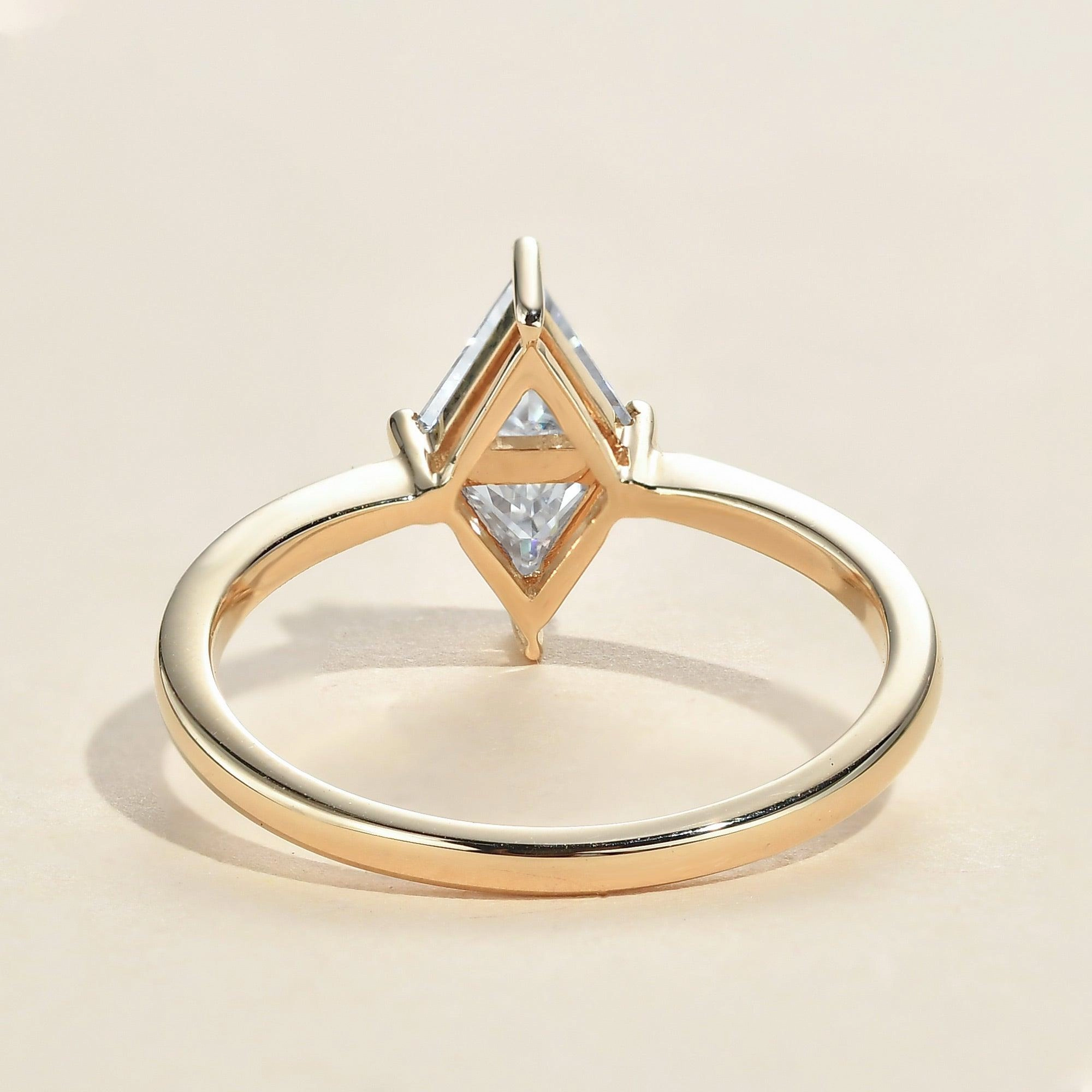 1.0ct Triangle Cut Moissanite Classic Solitaire Ring Ornate Accent Polished Line