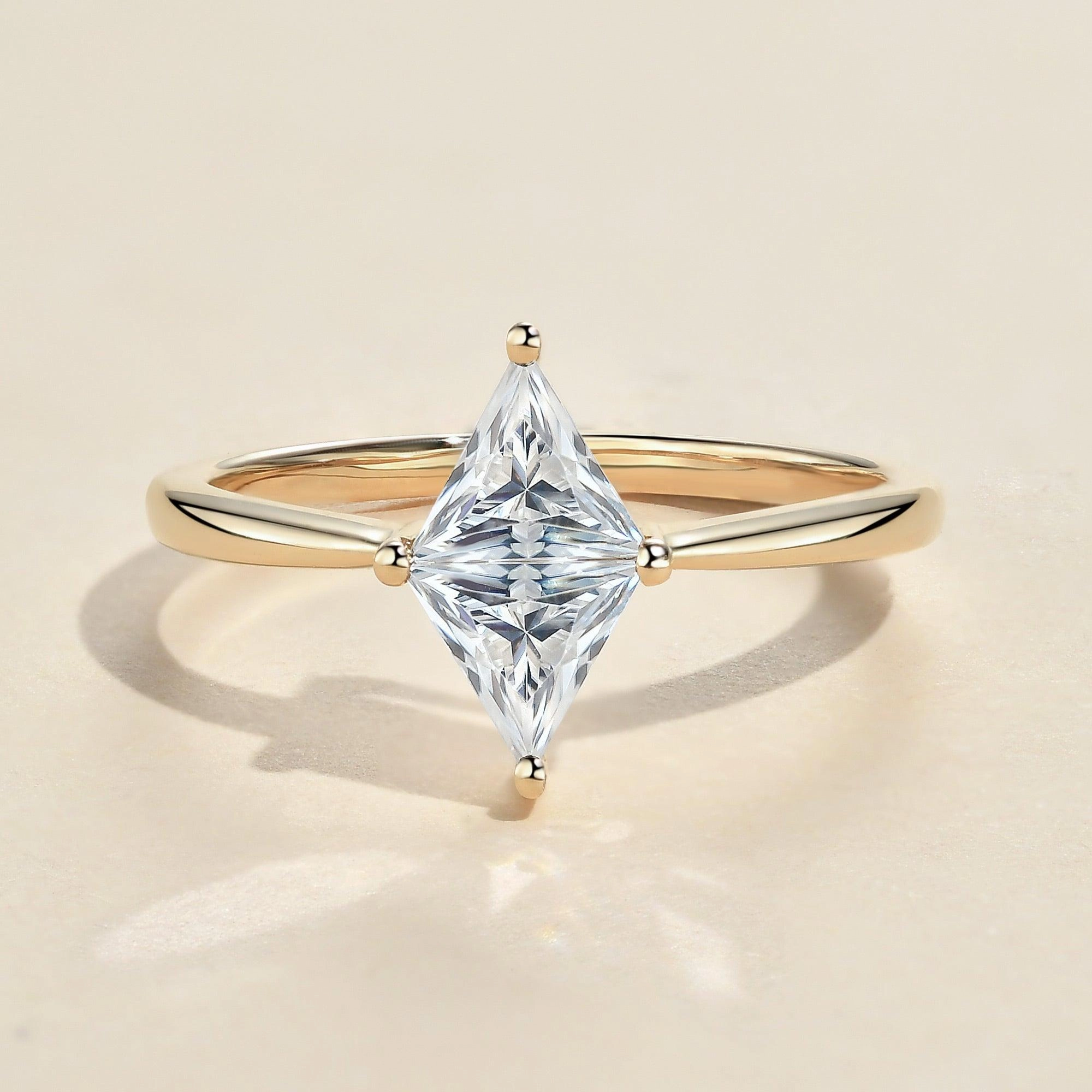 1.0ct Triangle Cut Moissanite Classic Solitaire Ring Date Fit