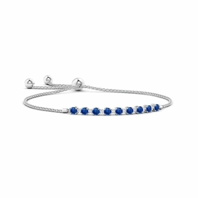 Day To Day Seasonal Look 1.37 CT. Blue Sapphire and White Sapphire Bolo Tennis Bracelet