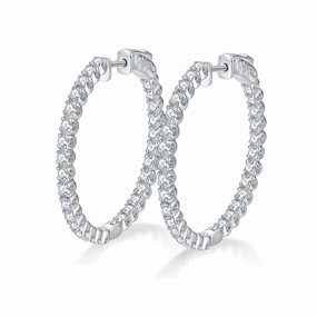 Custom Order Day Accent 1.5 Carat Moissanite Diamond Hoop Earrings | VVS1 D Color | 3 cm Hoops
