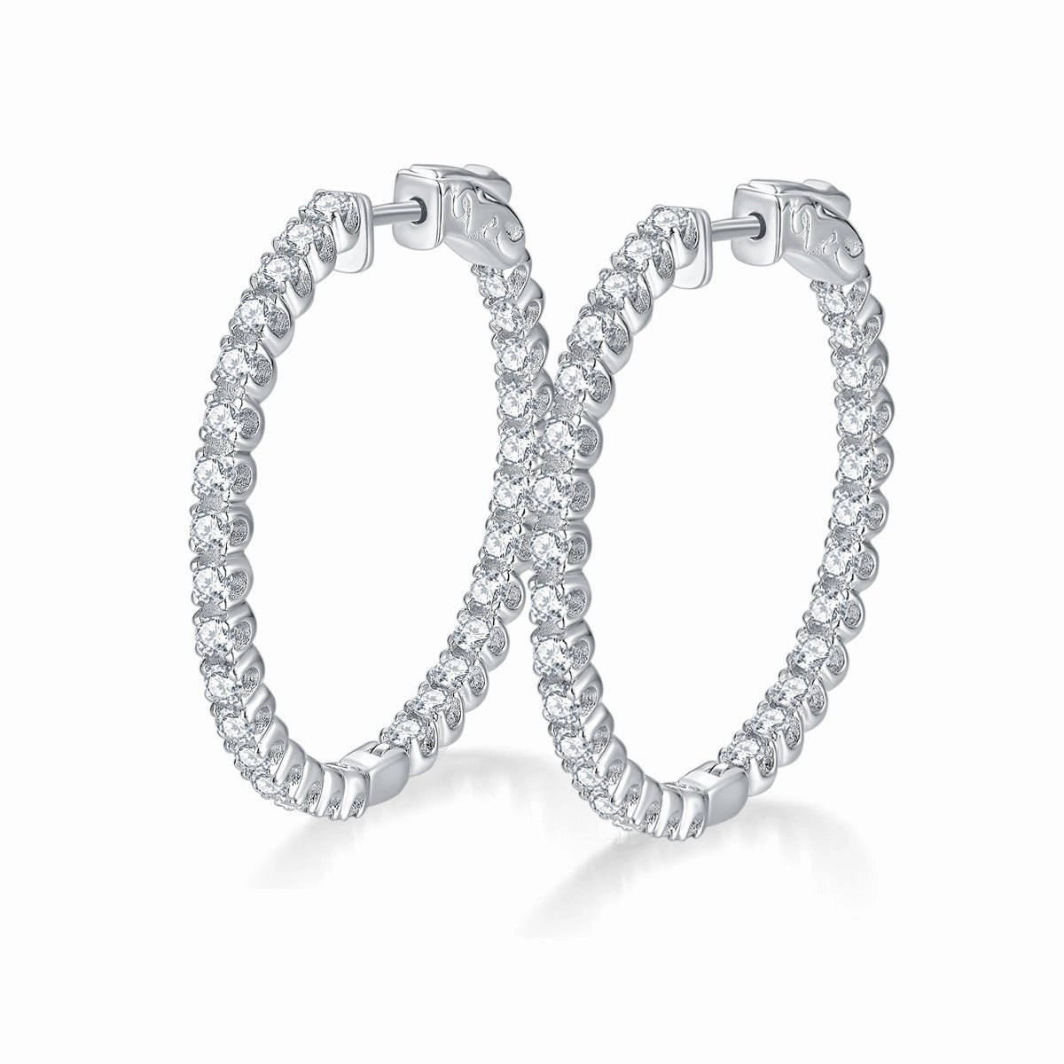 Custom Order Day Accent 1.5 Carat Moissanite Diamond Hoop Earrings | VVS1 D Color | 3 cm Hoops
