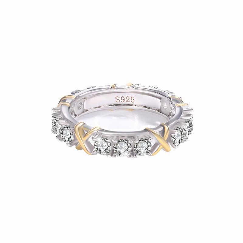 1.5 Carat Two Tone X Linked Ring Band | S925 | Moissanite Soft Texture