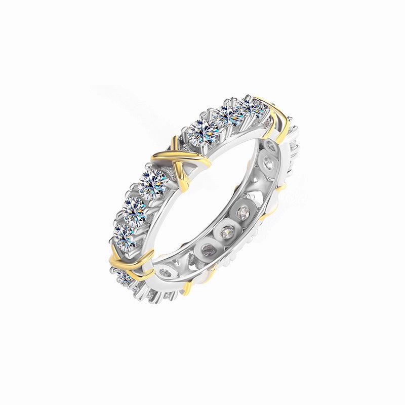 Iconic Appeal 1.5 Carat Two Tone X Linked Ring Band | S925 | Moissanite