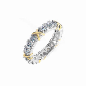1.5 Carat Two Tone X Linked Ring Band | S925 | Moissanite Winter Mood Gentle Spark