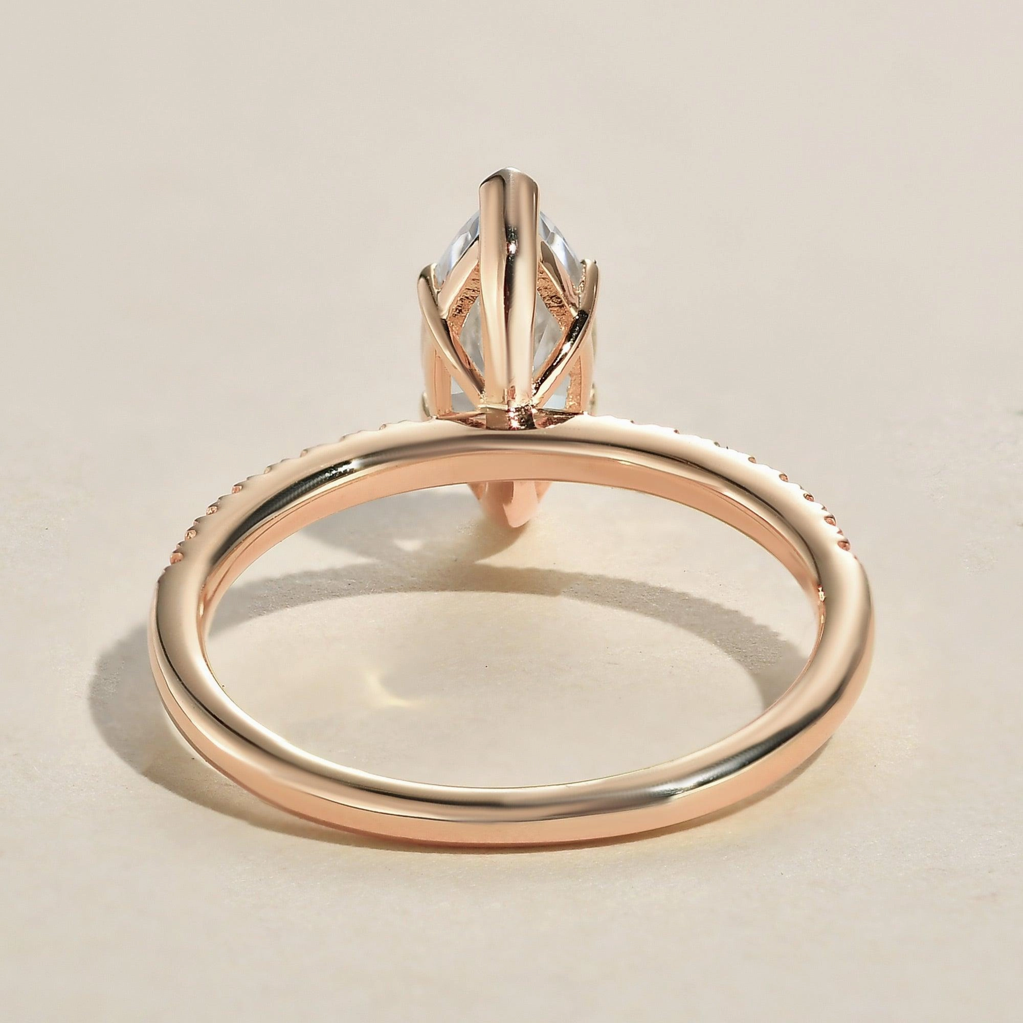 1.5ct Marquise Moissanite Pave Classic Solitaire Engagement Ring Style Pop Luxury Touch