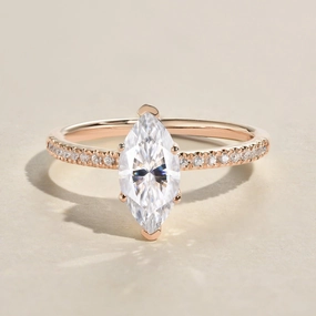 1.5ct Marquise Moissanite Pave Classic Solitaire Engagement Ring Dynamic Feature bright light