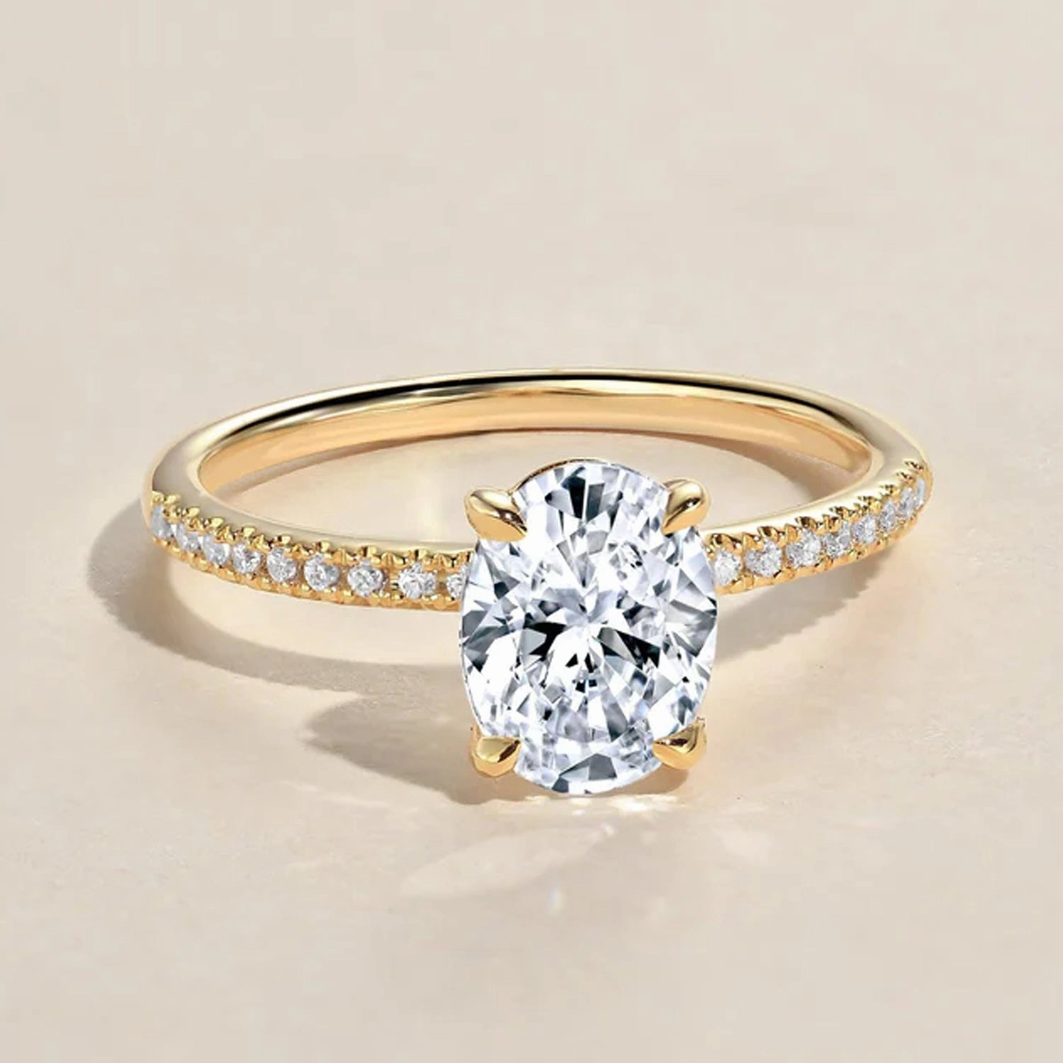 1.5ct Moissanite Pave Classic Solitaire Ring Model Shot