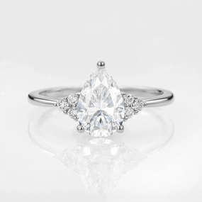 1.5ct Signature Pear Moissanite Vintage Cluster Ring - Lydia Captivating Form