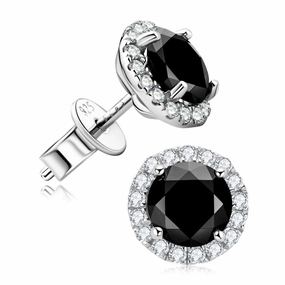 1.6 CTW Black Halo Diamond Earrings | S925 | Moissanite Modern Elegance