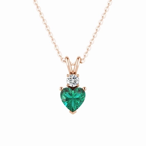 1.8 CT. Heart Emerald Solitaire Pendant with White Sapphire Fashion Collection