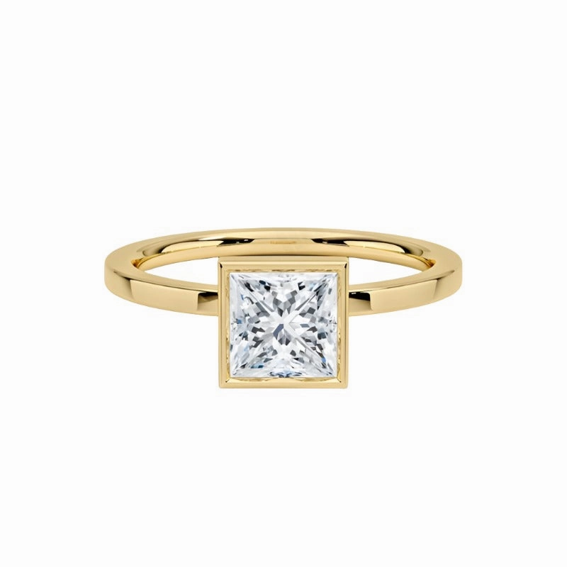 1 Carat Princess Square Cut Bezel Ring | S925 | Moissanite Effortless Piece