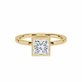 1 Carat Princess Square Cut Bezel Ring | S925 | Moissanite Effortless Piece