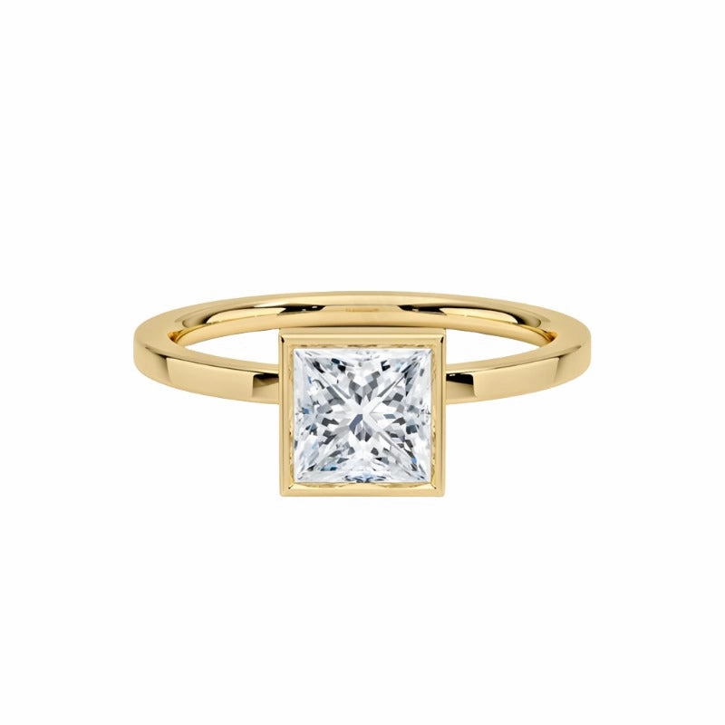 Crisp Edge Allure Factor 1 Carat Princess Square Cut Bezel Ring | S925 | Moissanite