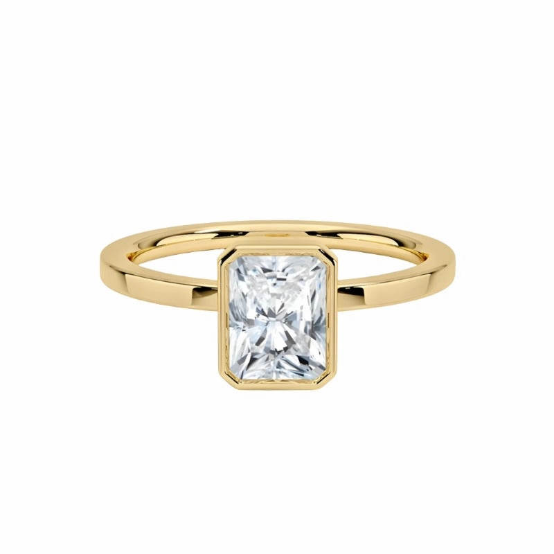 1 Carat Radiant Cut Bezel Diamond Ring | S925 | Moissanite Modern Flair Modern Fit