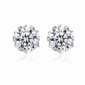 Finest Style Charming Jewelry 1 Carat Round Snowflake Diamond Earrings | S925 | Moissanite