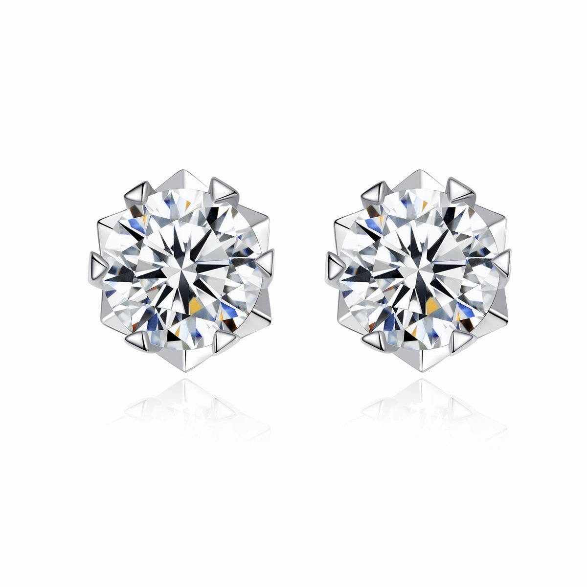 Finest Style Charming Jewelry 1 Carat Round Snowflake Diamond Earrings | S925 | Moissanite