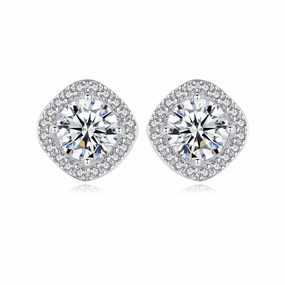 Formal Fit 1 Carat Square Halo Diamond Earrings | S925 | Moissanite