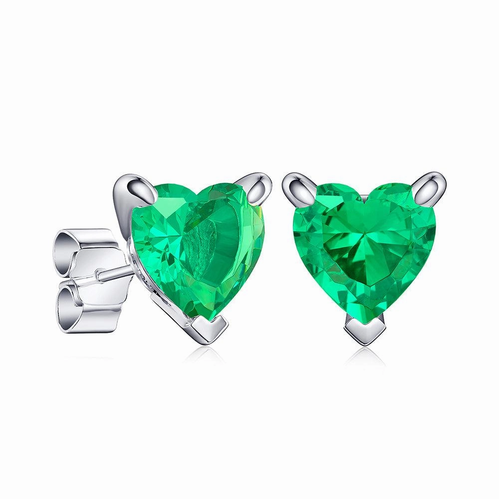 1 CT. Heart Shaped Birthstone Gemstone Stud Earrings Dynamic Form
