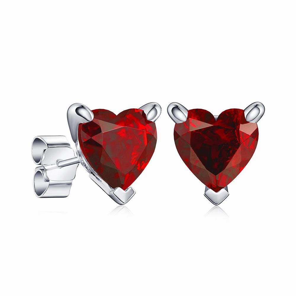 1 CT. Heart Shaped Birthstone Gemstone Stud Earrings Chic Flash