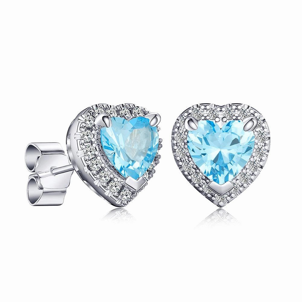 Modern Elegance Shiny Style 1 CT. Heart Shaped Birthstone Stud Earrings with Halo