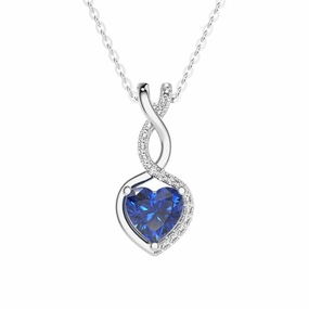 1 CT. Sapphire Infinity Heart Pendant with Diamonds Casual accessory Everyday Appeal