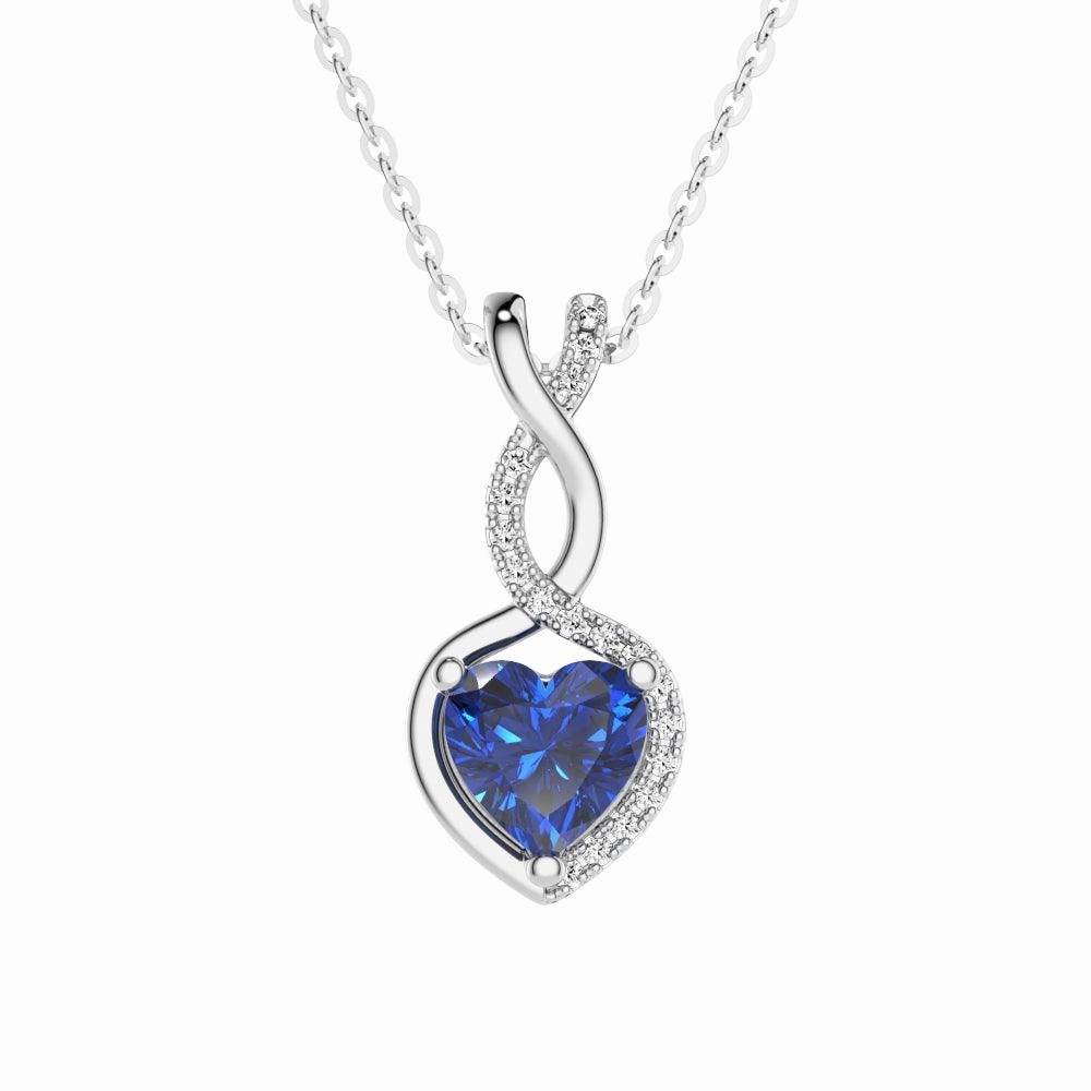 1 CT. Sapphire Infinity Heart Pendant with Diamonds Casual accessory Everyday Appeal