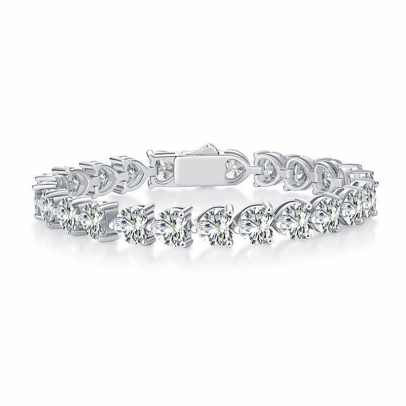 24 Carat Full Heart Diamond Tennis Bracelet | S925 | Moissanite Distinctive Jewelry Pure Feature