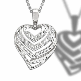 Charming Radiance 24" Adjustable Aloha Heart Necklace in Sterling Silver - 30mm