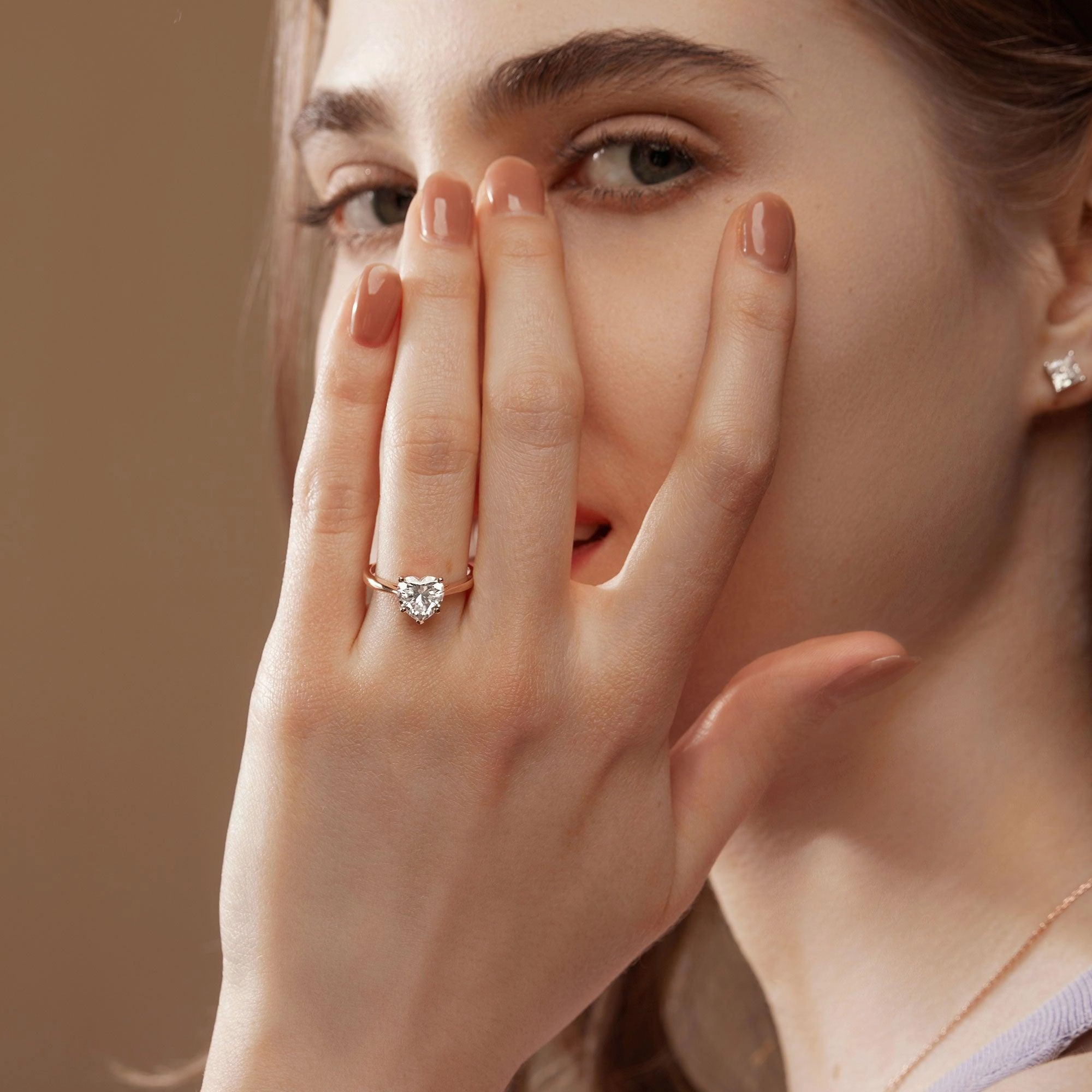 Everyday Detail Casual Design 2.0ct Heart Shaped Moissanite Classic Solitaire Ring