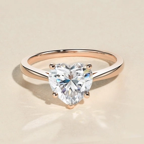 2.0ct Heart Shaped Moissanite Classic Solitaire Ring Petite Edge