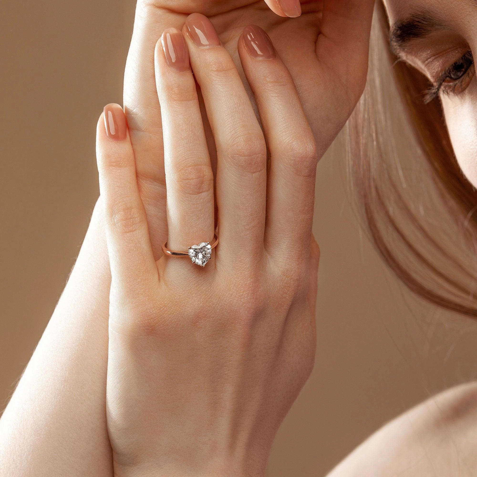 2.0ct Heart Shaped Moissanite Classic Solitaire Ring Premium Jewelry