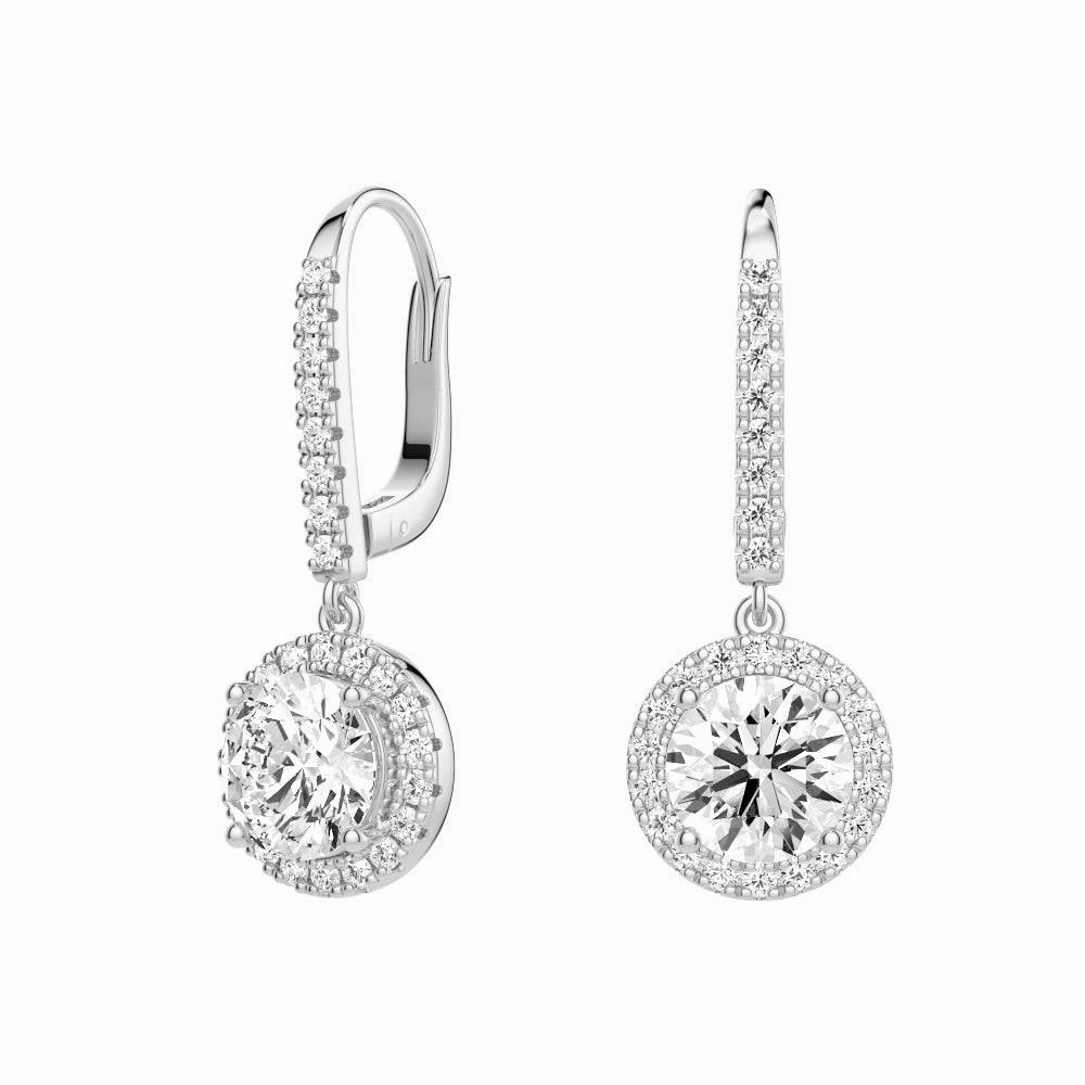 Office Accent 2.34 ctw Round Moissanite Pav?? Halo Drop Earrings