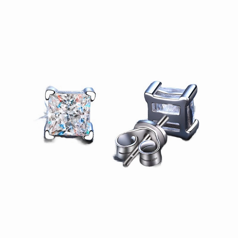 2 Carat Princess Cut Square Diamond Earrings | S925 Dynamic Form Gleaming Sparkle