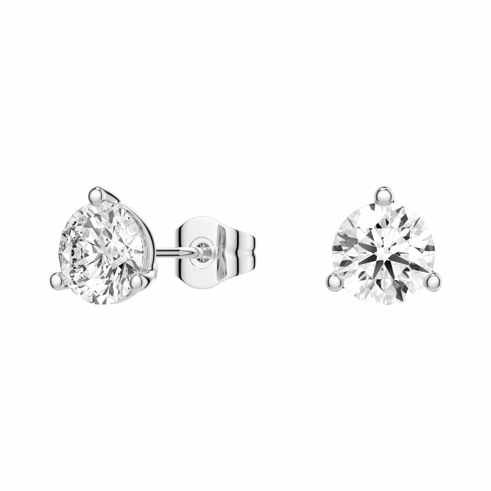Stunning Detail 2 ctw Round Moissanite 3 Prong Solitaire Stud Earrings