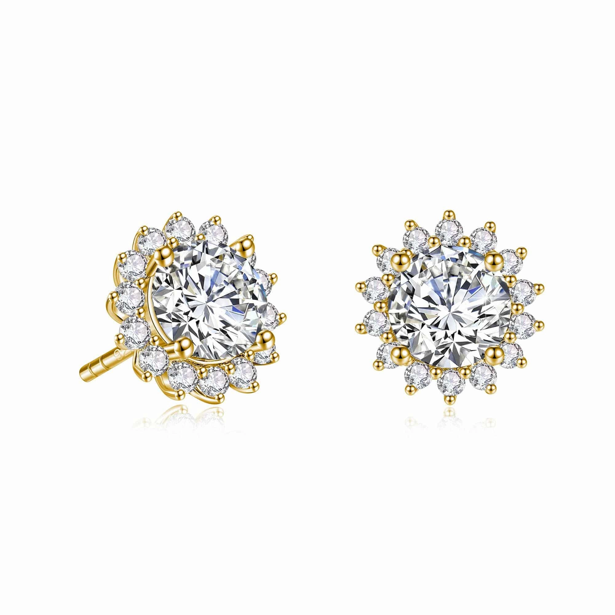 Evening Look 2 Ctw. Sunflower Round Moissanite Stud Earrings