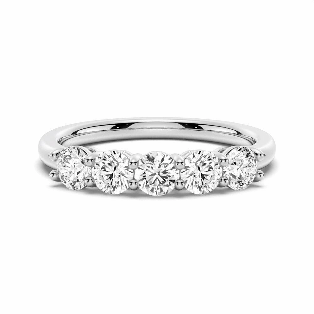 Iconic Touch Sparkle Touch 3.75mm 5 Stone Shared Prong Moissanite Anniversary Band