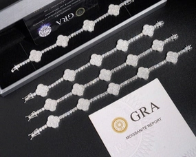 3 mm Iced Out Clover Tennis Bracelet | S925 | Moissanite Radiant Accessories Impeccable Finish